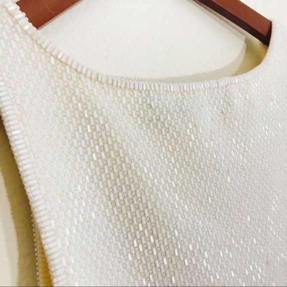 DANA BUCHMAN All Over Beaded Sleeveless Knit Wool Tank In Cream Size Small - Picture 5 of 8